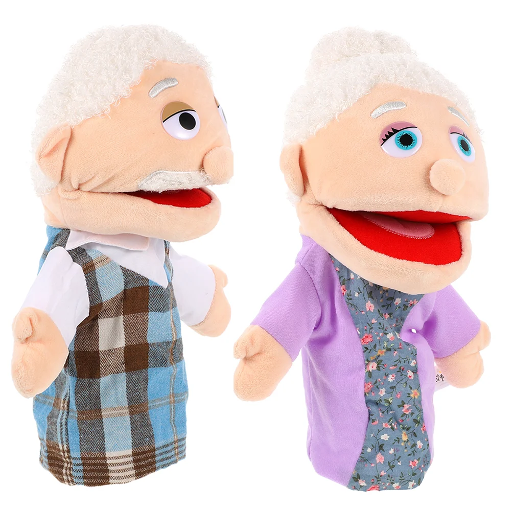 

2 Pcs Character Hand Puppet Figure Toy Kids Lifelike Educational Baby Toys Cartoon Cotton Children Father Mother