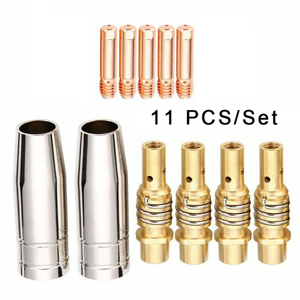

11pcs/Set Mig Welding Nozzle Welder Torch Tip Holder Contact T For Binzel 15AK Contacts Tip Copper Welding Accessories