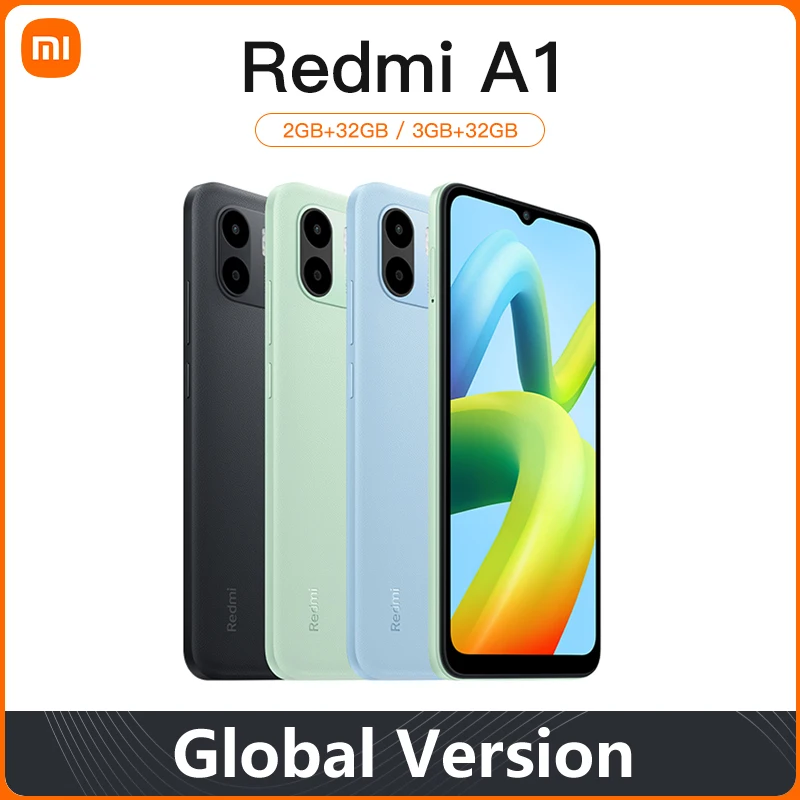 

Global Version Xiaomi Redmi A1 MTK Helio A22 Cellphone 2GB RAM 32GB ROM 6.52" DotDrop Display 5000mAh Battery 8MP Dua