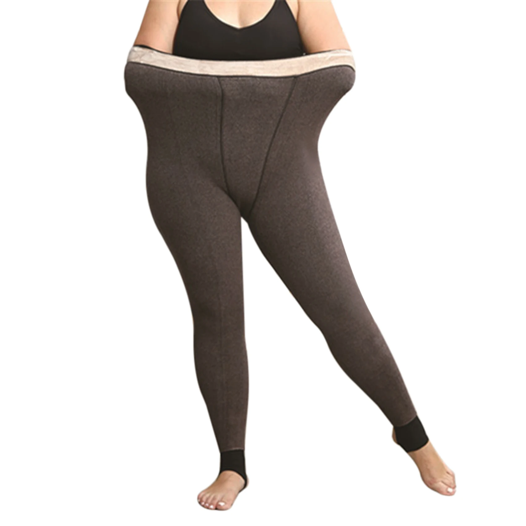 

65-130Kg Women's Cotton Cashmere Plus Fertilizer Plus Leggings Extra Thick Large Size One Pants Warm Pants Grey 600G