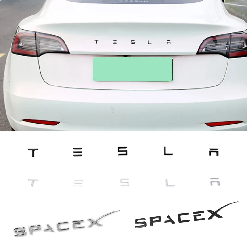 

3D ABS Trunk Sticker Emblem Styling for Tesla Model 3 ModelS ModelX Roadster SpaceX Badge Rear Lettering Decals Auto Accessories