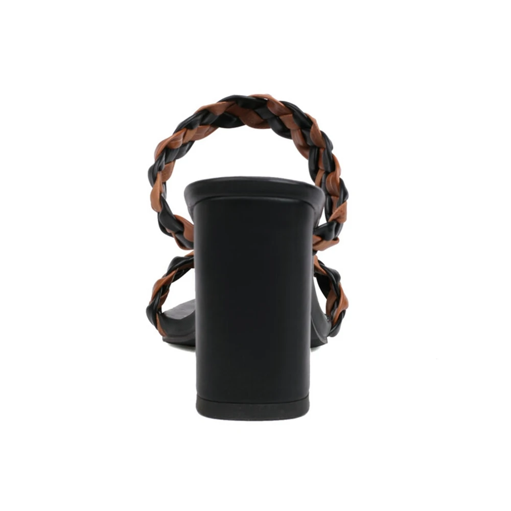 Сандалии женские кожаные на платформе простые модные шлепанцы высоком