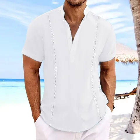 Блузка мужская с цветочным принтом, однотонная Повседневная приталенная рубашка с длинными рукавами, с отложным воротником, туника с длинным рукавом