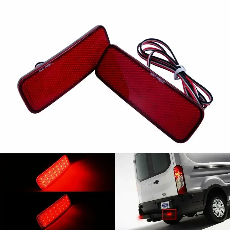 

Для Ford Transit Van Custom Connect 2013-up красный светодиодный отражатель заднего бампера стоп-сигнал задний фонарь