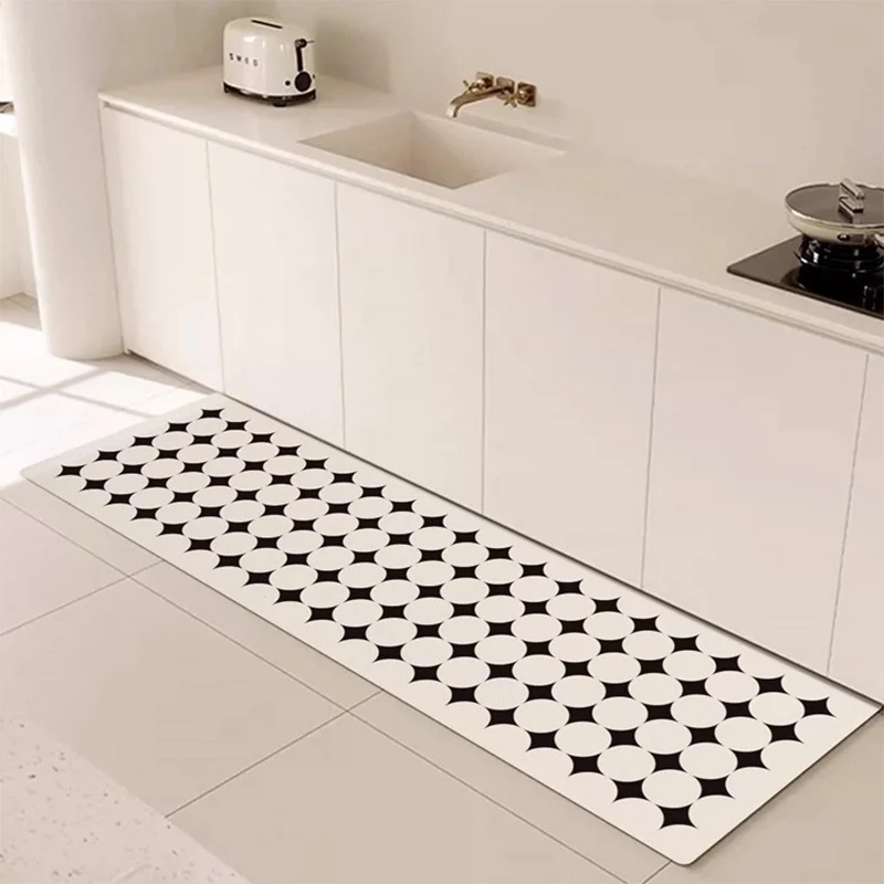 Кухонный ковер в клетку водонепроницаемый маслостойкий напольный коврик из ПВХ