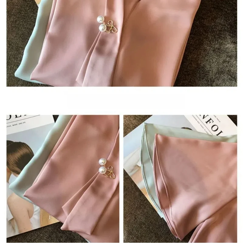 Женский однотонный шифоновый пуловер с V-образным вырезом и рукавом-бабочкой