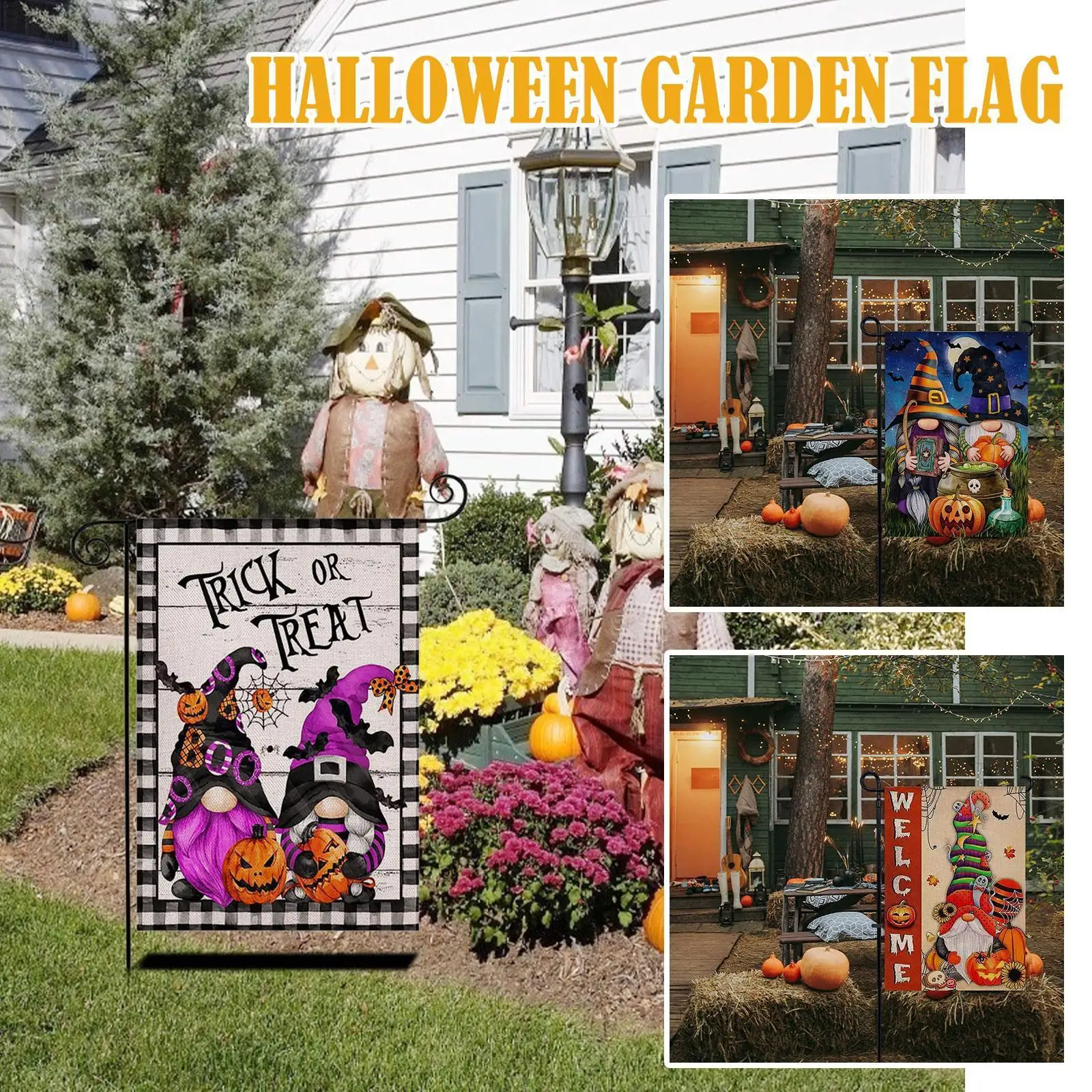 

Halloween Decoration Scene Arrangement Garden Flag Atmosphere Festive Banner Garden K0I9