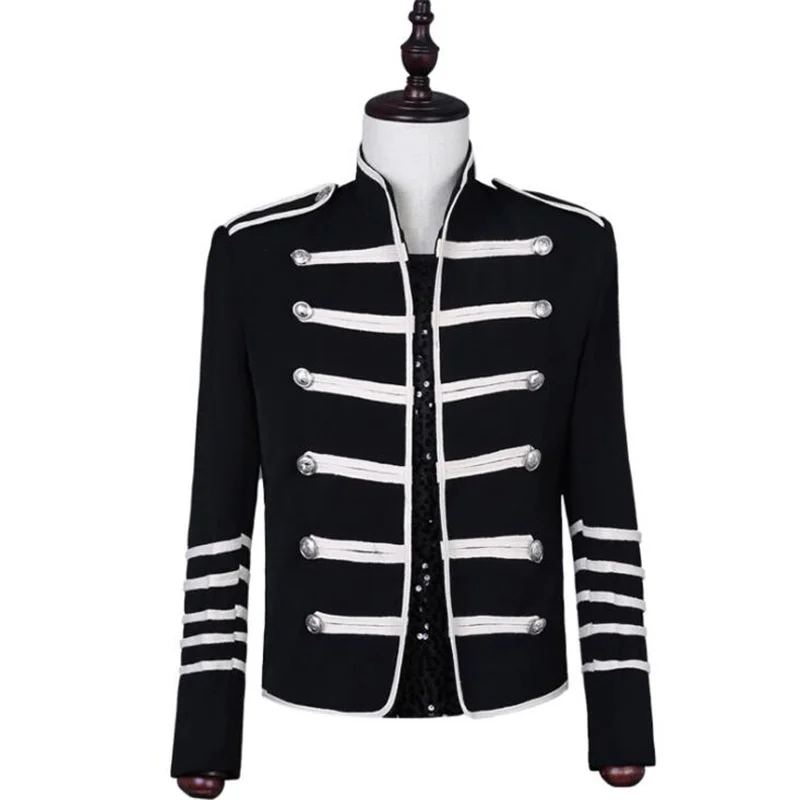 Golden Rim Blazer Men Suits Designs Jacket Stage Costumes For Singers Clothes Dance Star Style Dress Punk Rock Black jaqueta mas