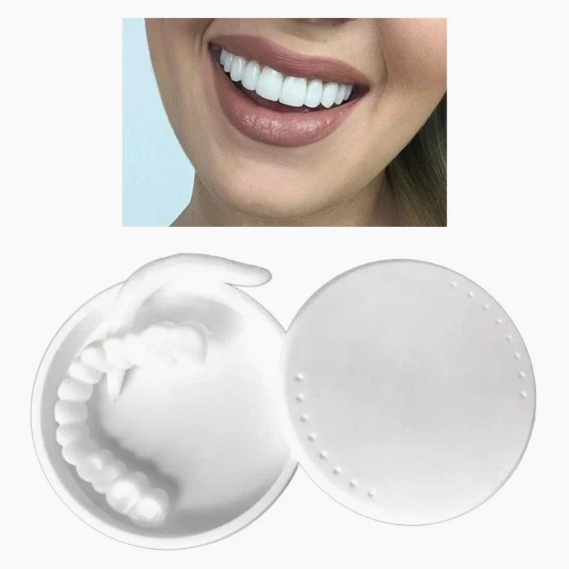 2-Pack Non-Porous Perfect Fit Teeth Whitening Denture Covers Snap-On Silicone Smile Veneers Grooming Tools