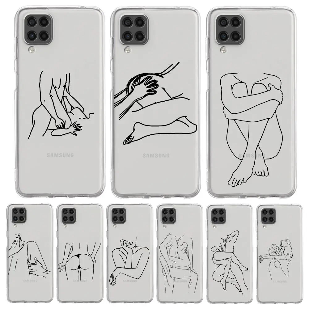 

Sexy Line Art Rose Lover Fashion Phone Case For Samsung Galaxy A51 A71 A21S A12 A11 A31 A41 A52S A32 A01 A03S A13 A22 5G Cover