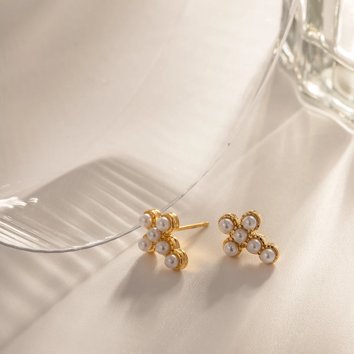 Женские серьги-подвески из нержавеющей стали с жемчугом