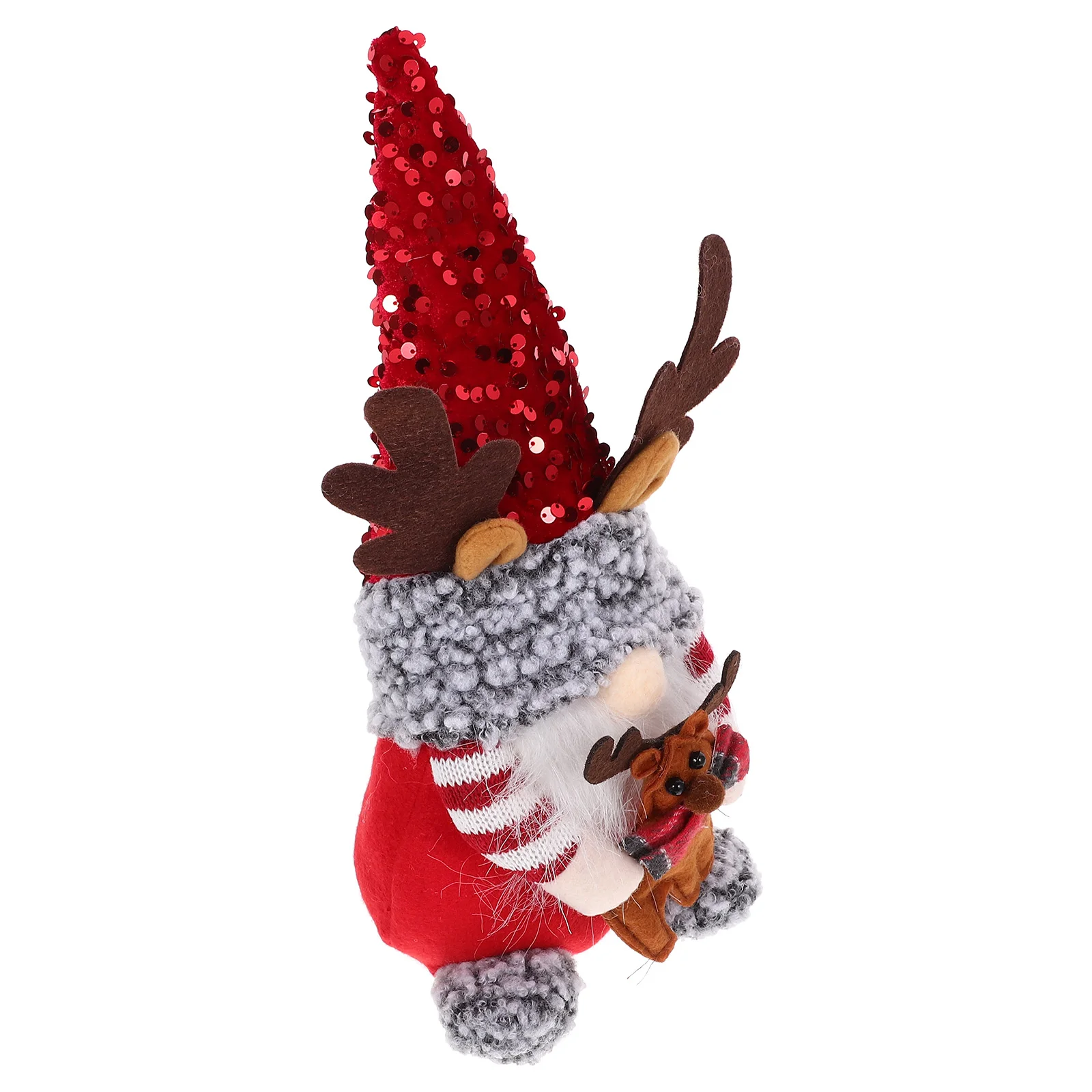 

Christmas Stuffed Gnome Adornment Desktop Sequin Hat Sitting Gnome