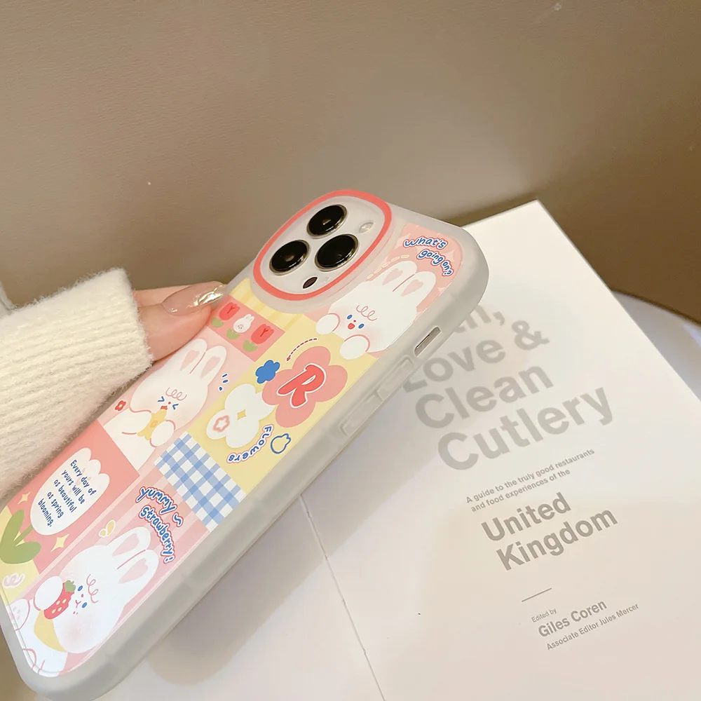 Cartoon Splicing Pink Rabbit Phone Case For iphone 14 13 12 11 Pro Max X XR XSMAX 7 8 Plus SE TPU Case Cover New Products