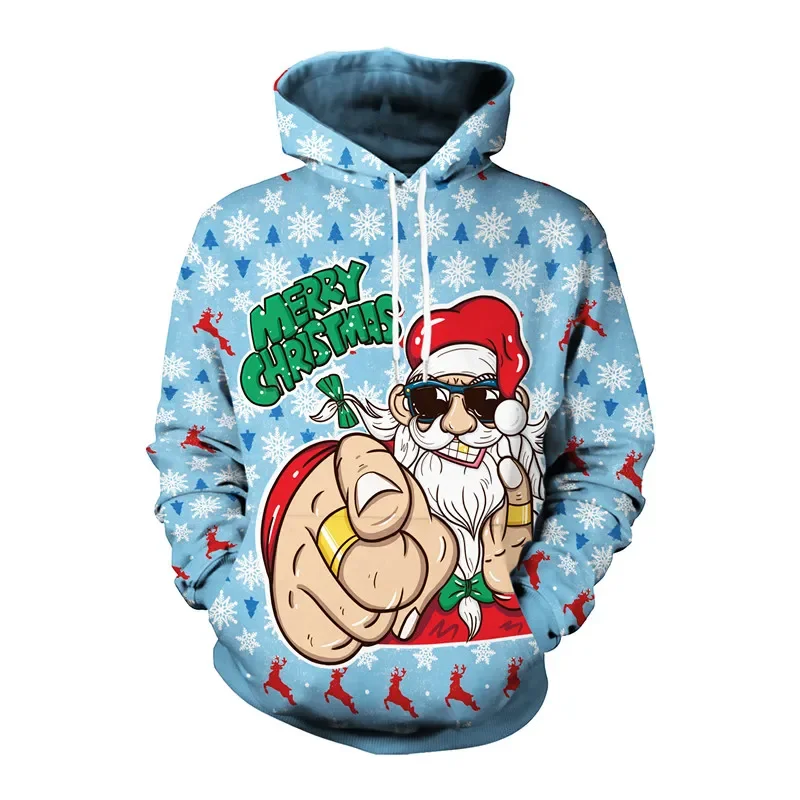 

2023 Fashion Christmas Hoodie For Men and Women Santa Claus Large Size 3D Print Sweater Autumn and Winter Fashion Hooded Sweate