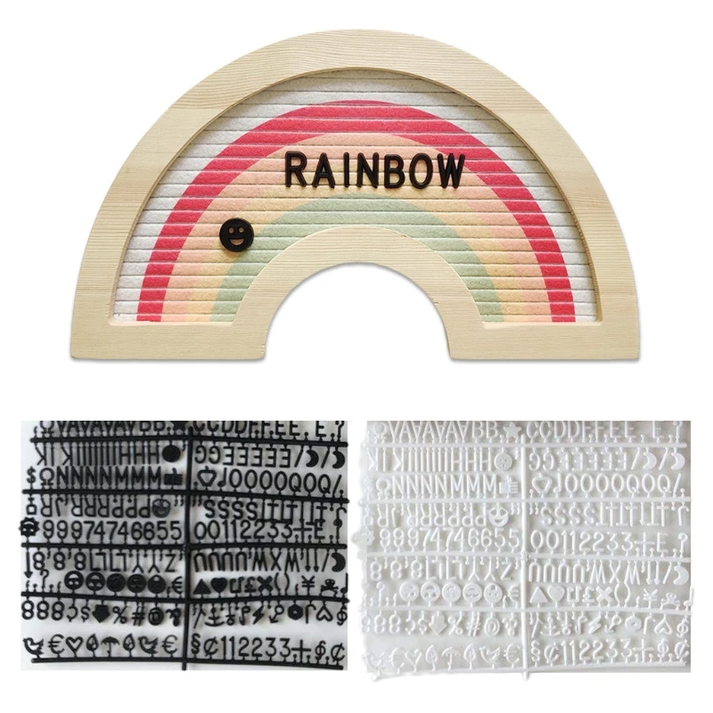 

Rustic Wood Frame Rainbow Felt Letter Board with Changeable Letters Sign Message Board for Farmhouse Wall Decor Dropship