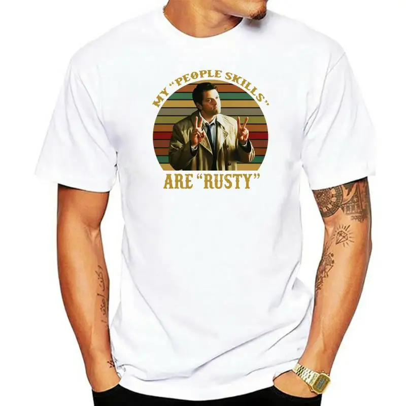 

My People Skills Are Rusty Supernatural Castiel Black T-Shirt For Dean Fans Gyms Fitness Tee Shirt