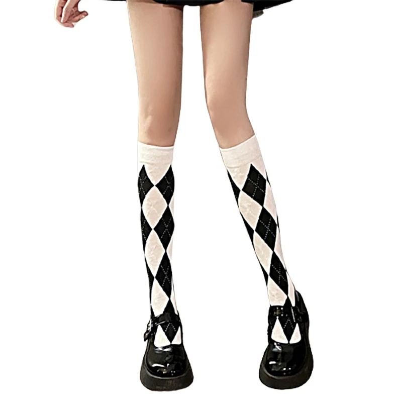 

652F 1 Pair Chic Women Plaid Knee Socks Girl Fashion Cute Party Knee-high Stockings JK Japanese Student