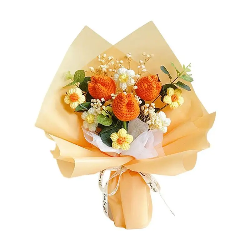 

Handmade Artificial Flowers Artificial Flowers With Knitted Flowers Preserved Flower Mother's Day Wedding Gifts TeachersDay Gift