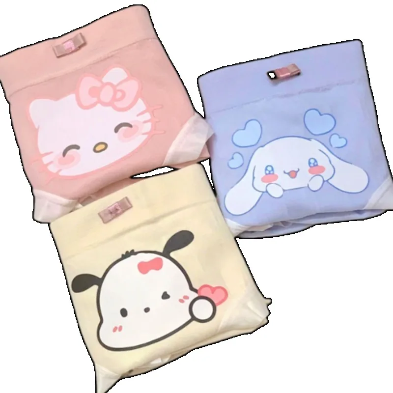 

Kawaii Sanrio Hello Kitty Women's Underwear Pachacco Cinnamoroll Cute Cartoon Girl Heart Sweet Comfortable Pure Cotton Panties