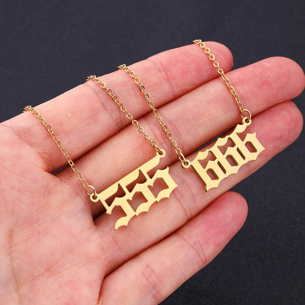 

10pcs/lot Angel Number Necklace 111 222 333 444 555 666 777 888 999 Wholesale Jewelry Stainless Steel Pendant Necklaces