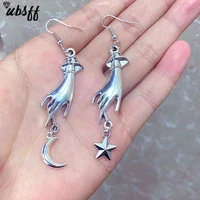 new celestial hand drop earrings celestial asymmetric earrings moon charm stars gifts wicca lover gifts