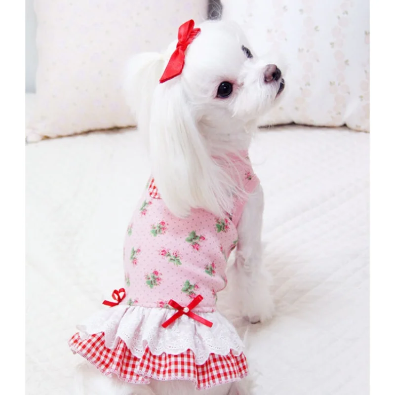 New Dog Cat Pet Princess Dress Wedding Dress Small Rose Spring, Summer and Autumn New Supplies Teddy