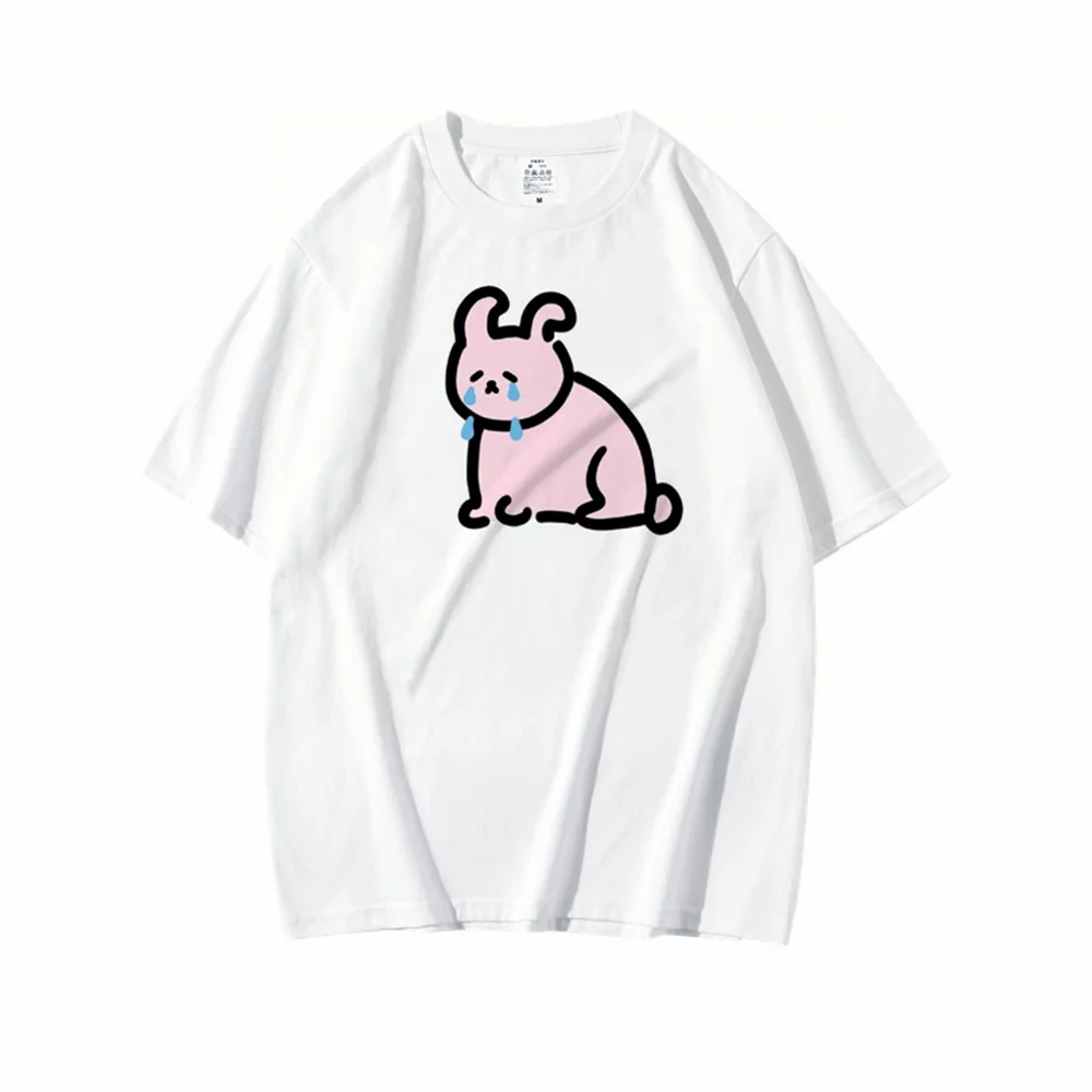 

Funny Rabbit Weeps Graphic Printed O-Neck Cotton Breathable Couple T-shirts Mens Women Tshirt 2023 New Fashion T Shirt Summer