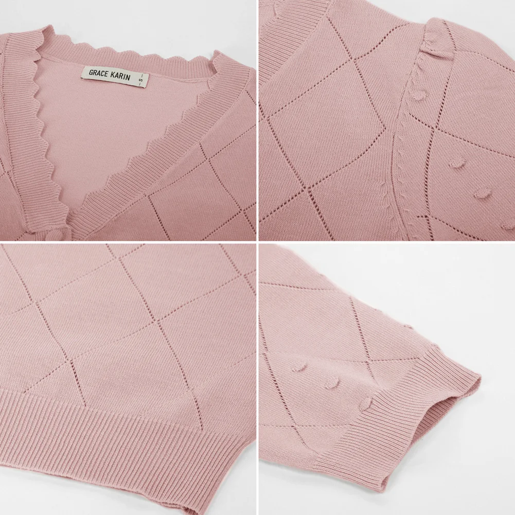 Женский короткий кардиган на пуговицах с V-образным вырезом