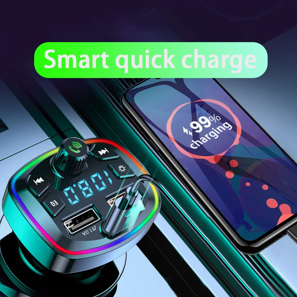 Автомобильный Bluetooth 5 0 FM-передатчик 2/4 USB Type-C беспроводной аудио приемник громкой