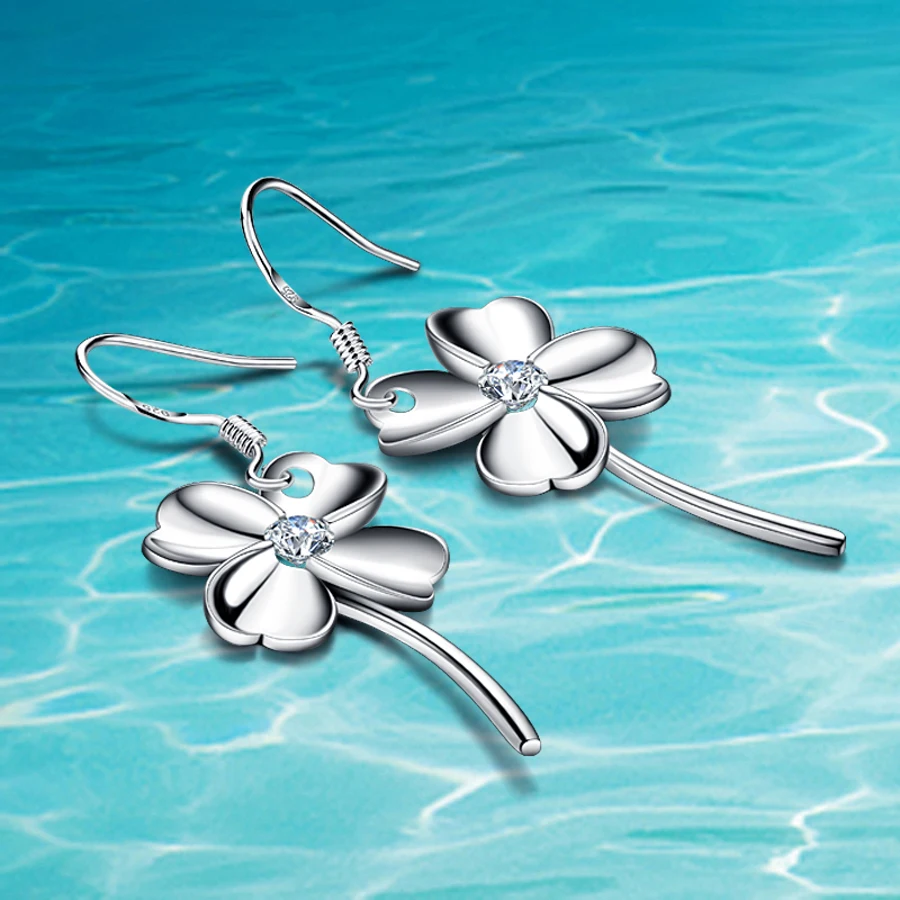 

Женские серьги в виде клевера, из серебра 925 пробы