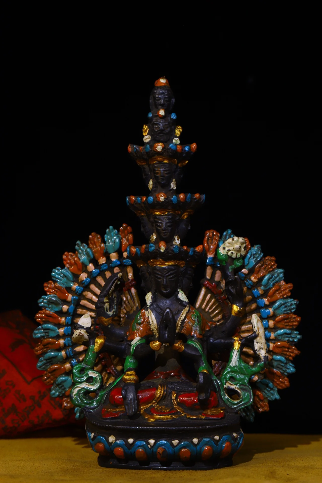 

Коллекция тибетских храмов 8 дюймов, старинная бронза, окрашенная тысячей рук, авалокитествара, мама, зонди, поклонение, зал, городской дом, Э...
