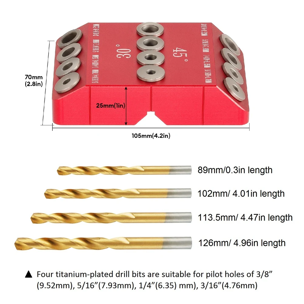 Направляющая для сверления под углом 30/45/90 ° отверстий и прямым отверстием шаблон