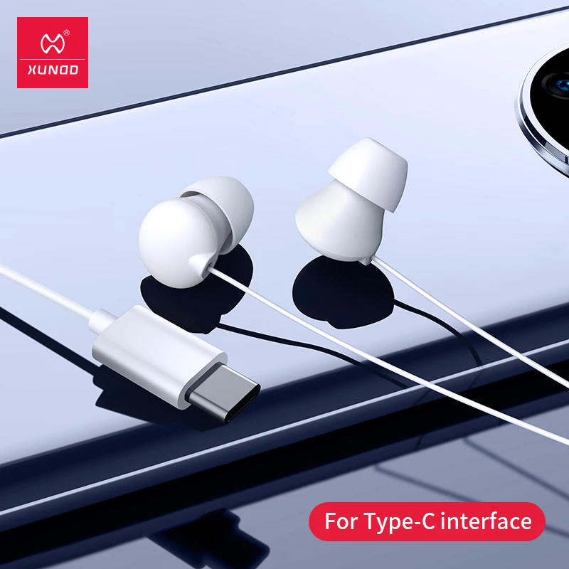 

Xundd 3.5mm Wired Stereo Earphones Deep Bass Music Sports Headset Running Headphones Type-c Hands-free Call with Microphone