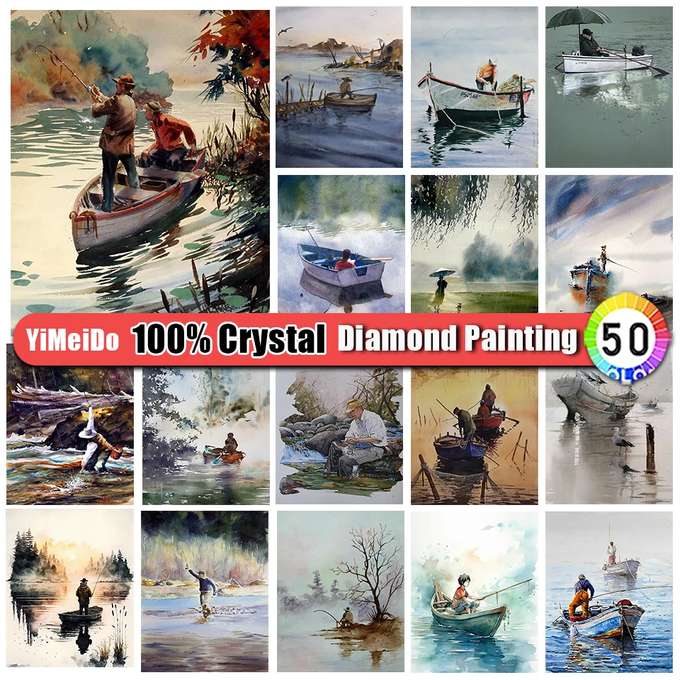 

Алмазная живопись YiMeiDo 100% с кристаллами, искусственная рыбалка, картина для мужчин, Набор для вышивки крестиком, домашний декор