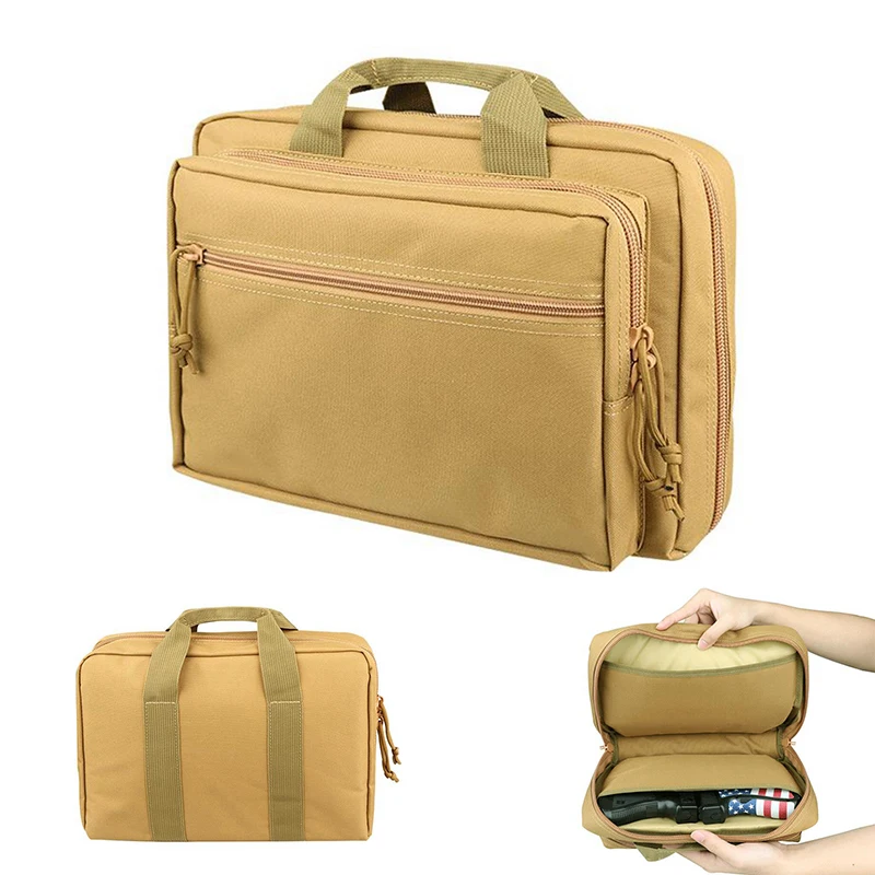 

Tactical Double Pistol Bag Case Universal Gun Carrier Bag Magazine Pouches Handgun Holster Padded Pistol Carrier Fishing Kit