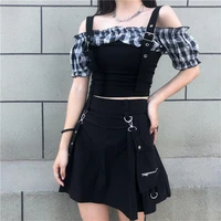 womens summer suit 2022 new style western style blouses womens belly covering and thin wild skirt two piece suit