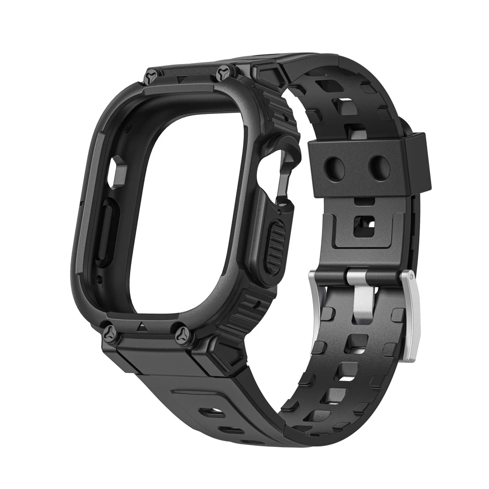 Case Strap For Apple Watch Ultra Series 7 8 41mm 45 mm SiliconeSmartwatch Band For Apple Watch Band se 5 6 40mm 44mm Bracelet