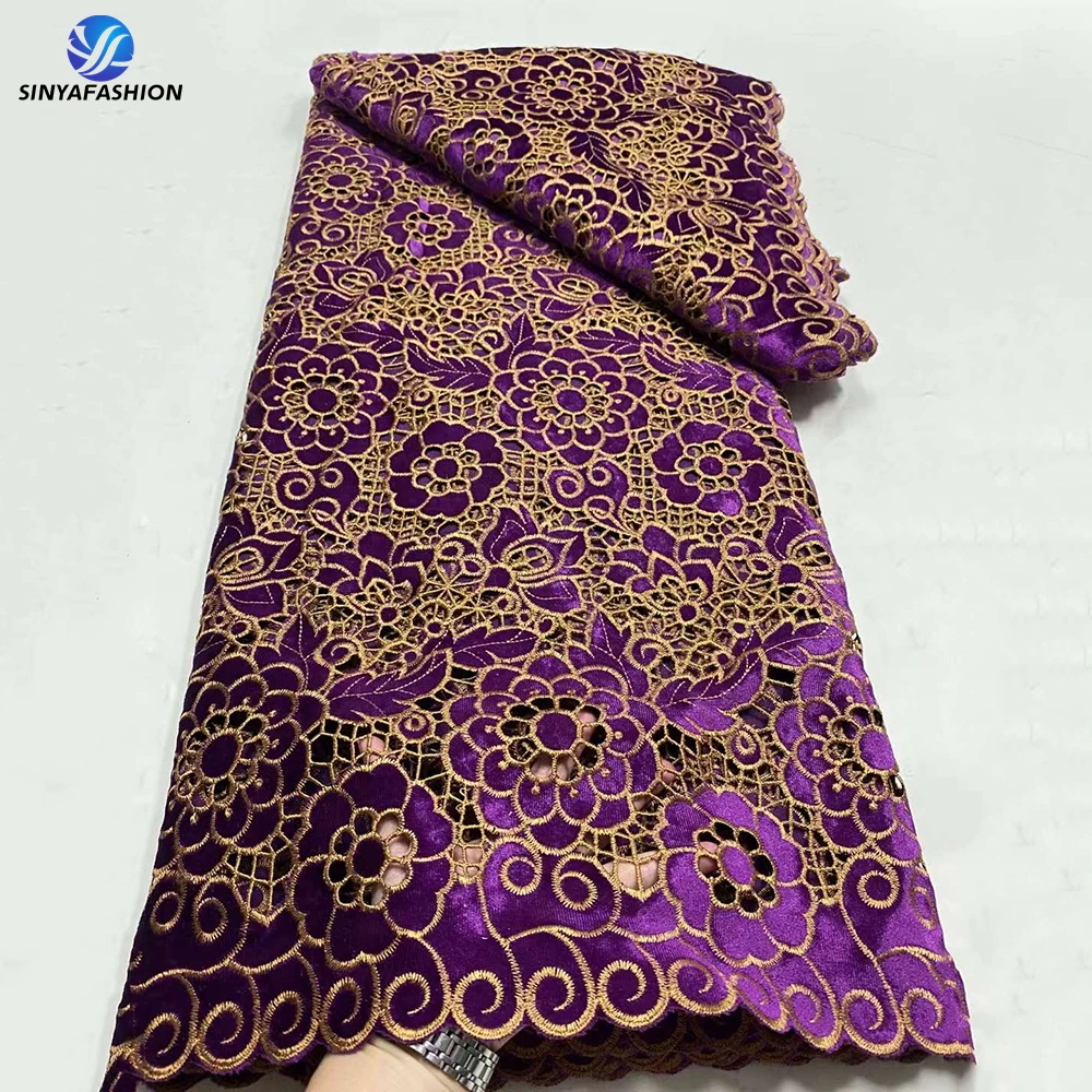 Роскошная бархатная кружевная ткань Высококачественная вышитая гипюровая