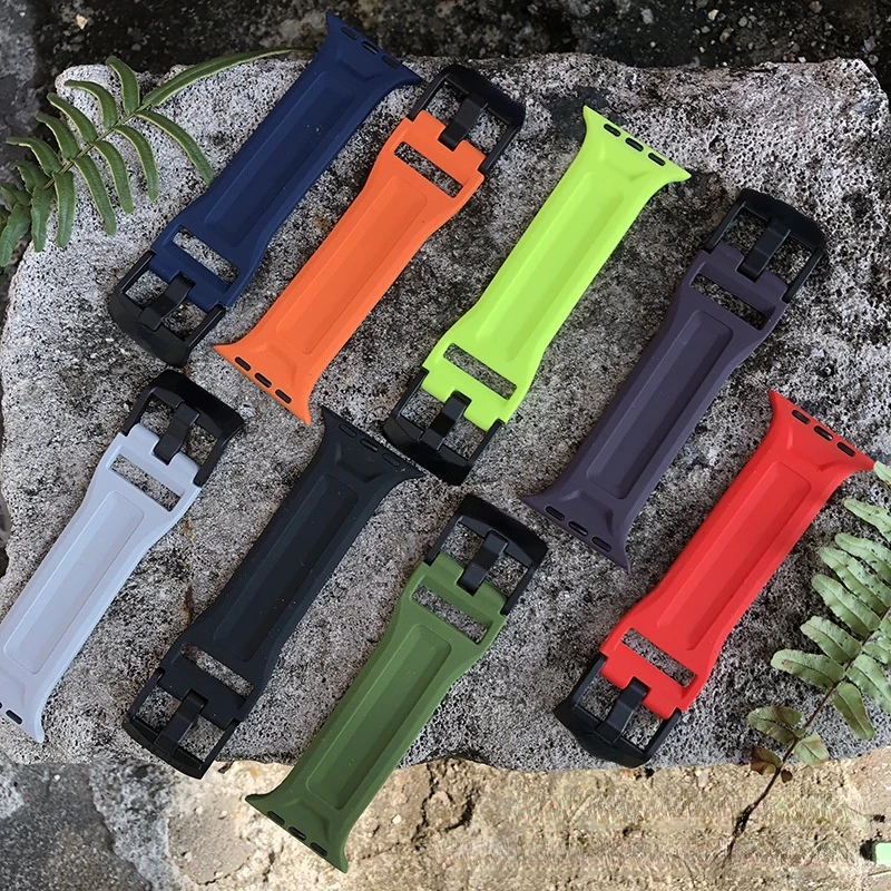 

Band For Apple Watch Se 7 6 5 4 3 2 38 40mm 42mm 44mm Silicone Strap For iWatch 7 41 45mm Series Rubber Fashion Sports Wristband