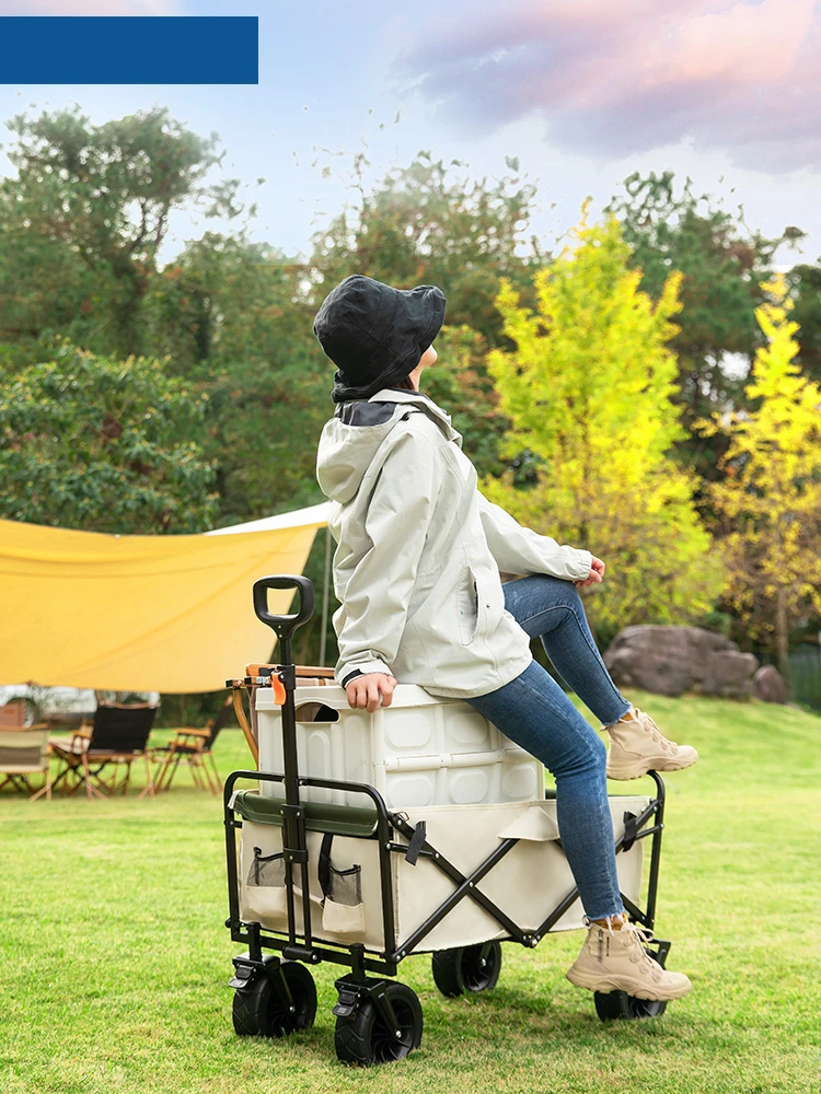 

Outdoor Camping Wagon Cart with Table Top or Sports Outdoor Camping Fishing Basketball Baseball Wood Roll Table