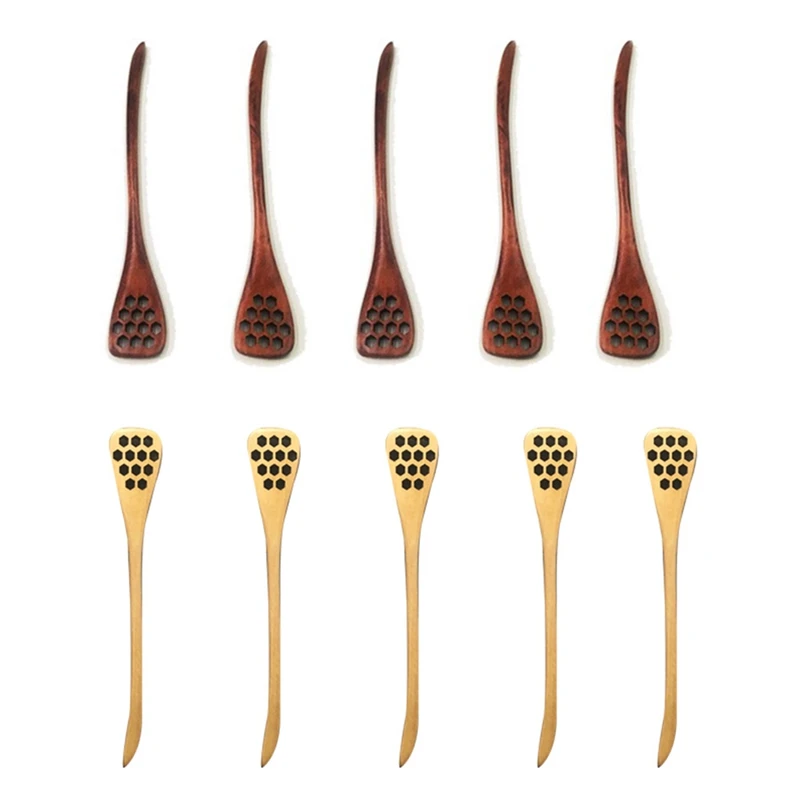 

10-Piece Set Spoon Stick Drink Tea Mixing Stirrer Hollow Creative Long Handle Coffee Stirring Spoons Kitchen Tool