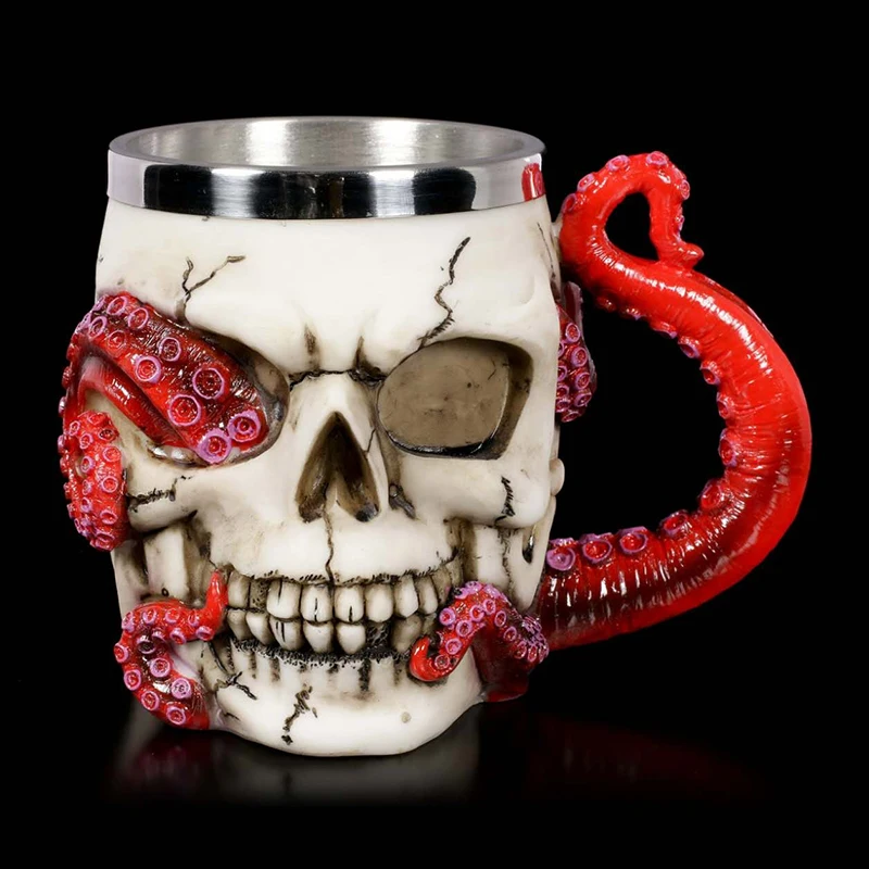 

Vintage Beer Mug Skull Mug Coffee Mug Stainless Steel Lined Bar Whiskey Mug Drink Mug Decoration