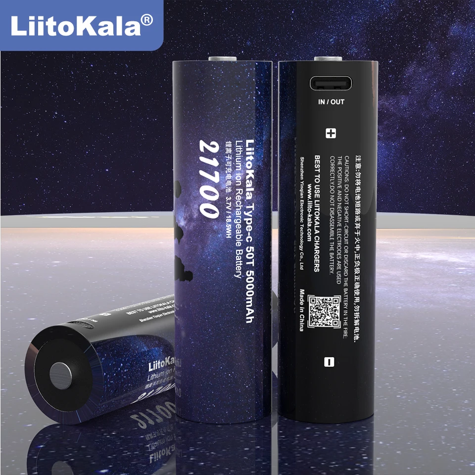 

Многофункциональный аккумулятор Liitokala Tipo-c 50T 21700, 3,7 в, 5000 мАч, 5 В