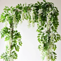 artificial wisteria flowers vine garland silk hanging rattan string fake plant for home garden outdoor wedding arch floral decor