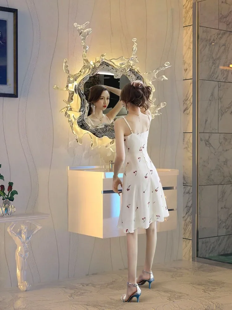 Художественное зеркало с водой настенный светильник для гостиной украшение в