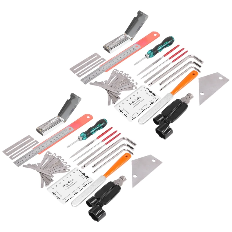 

New Hot 2X Guitar Tool Kit Repairing Maintenance Tools String Organizer String Action Ruler Gauge Measuring Tool Hex Wrench Set