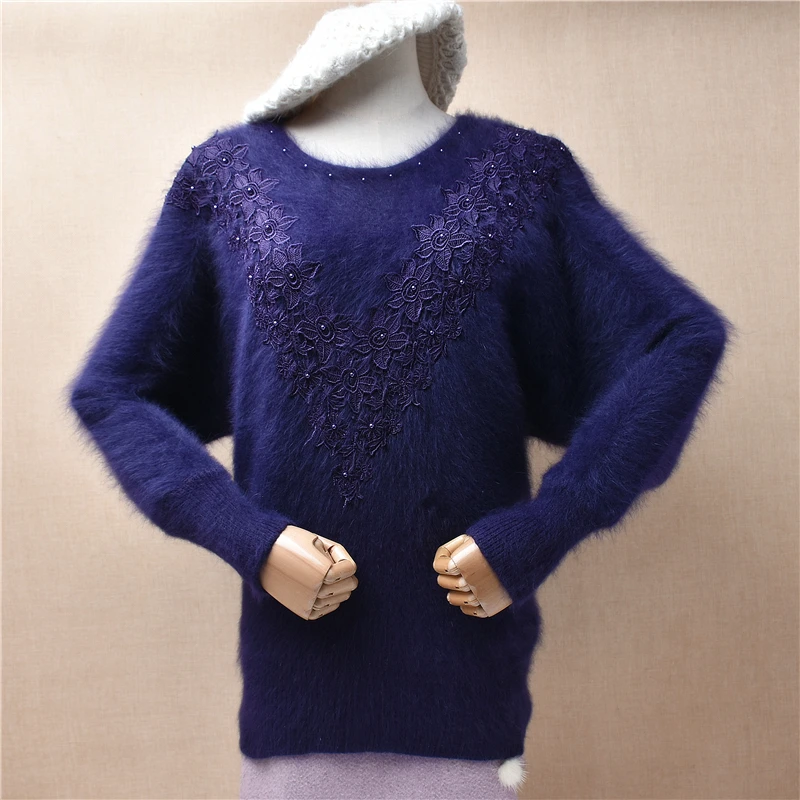 Женская осенне-зимняя одежда винтажная вышивка бисер волосатый ангорский кролик