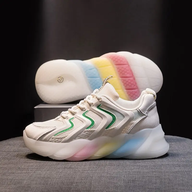 

2022 New Women's Crystal Jelly Rainbow Bottom Net Red All-match Fashion & Sports Shoes