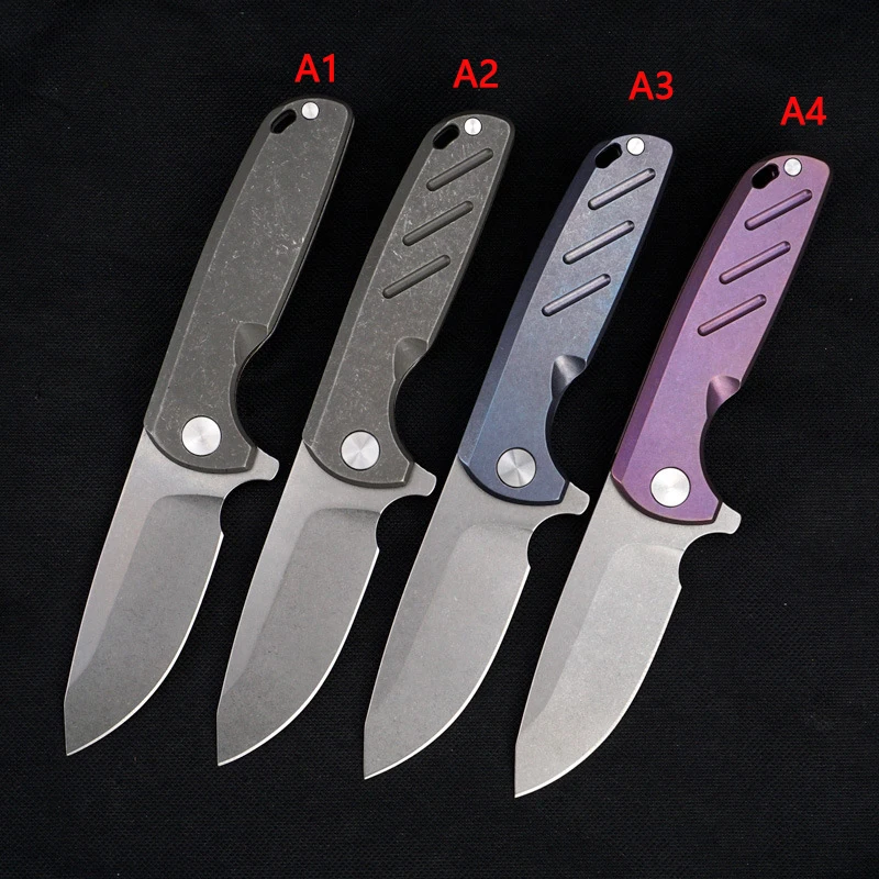 High Quality  D2 Blade Titanium Alloy Tactical Folding Knife Outdoor Wilderness Survival Safety Pocket Military Knives EDC Tool enlarge