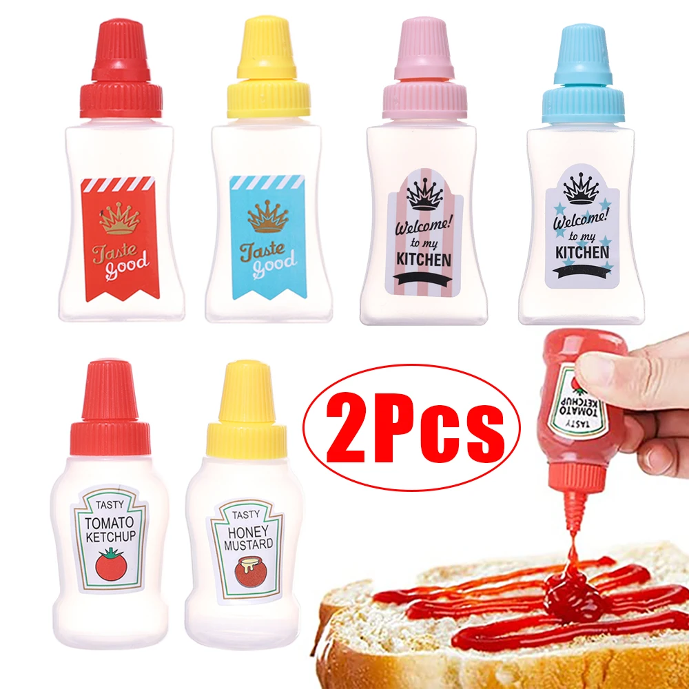 

2Pcs/set Seasoning Squeeze Bottles Mini Salad Dressing Sauce Container Bottle Portable Condiment Dispenser For Outdoor Barbecue